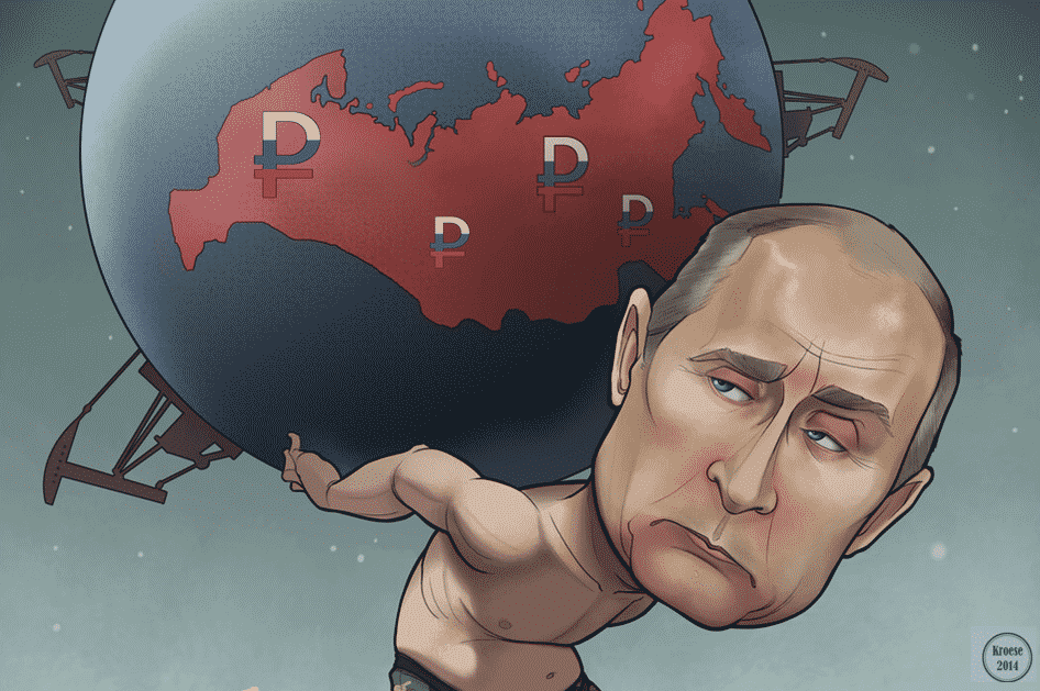 Putin carrying world on back cartoon
