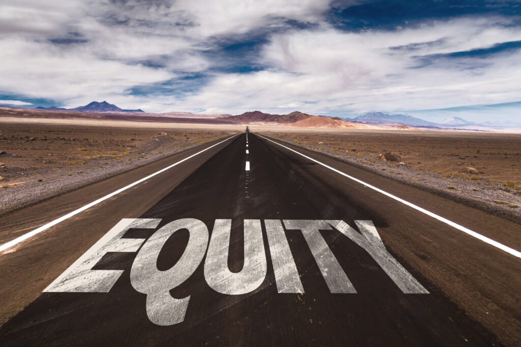 Equity written on desert road