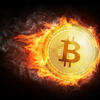 Bitcoin fire black background