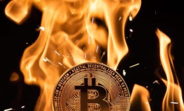 Bitcoin fire black background